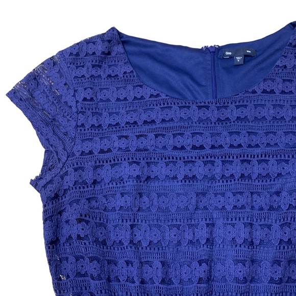 GAP | Knit Blue Dress Size 6 Elastic Waist Two Layer Cotton Blend - Picture 5 of 11